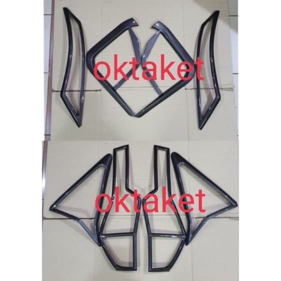 paket lengkap garnish depan belakang outer handle tank cover All new Pajero 2021 2022 full carbon
