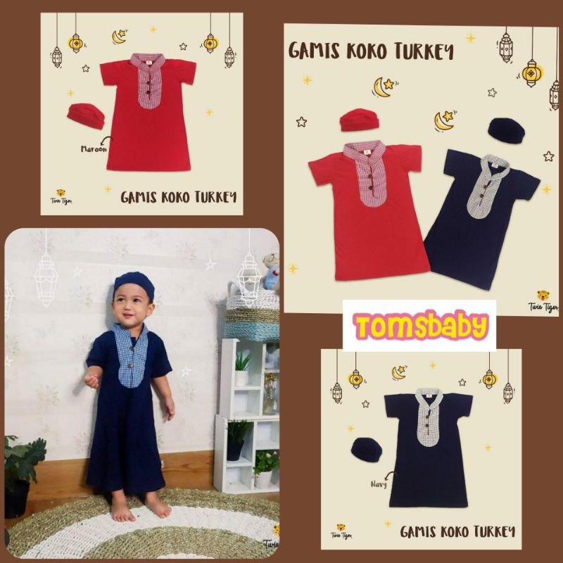 TWIN TIGER 1pcs Baju TURKEY Gamis Koko Baby (0-18bln)