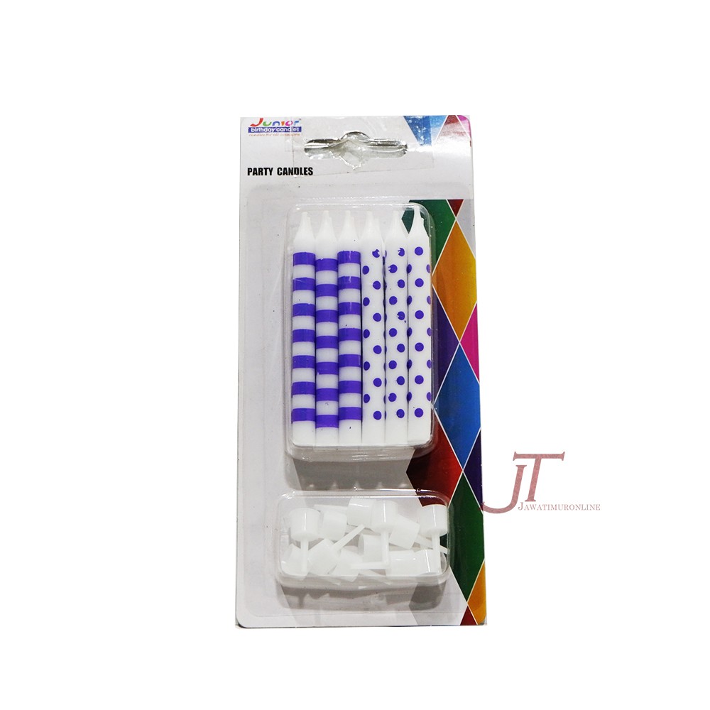 Lilin Ulang Tahun Polkadot Stripe + Dudukan Lilin