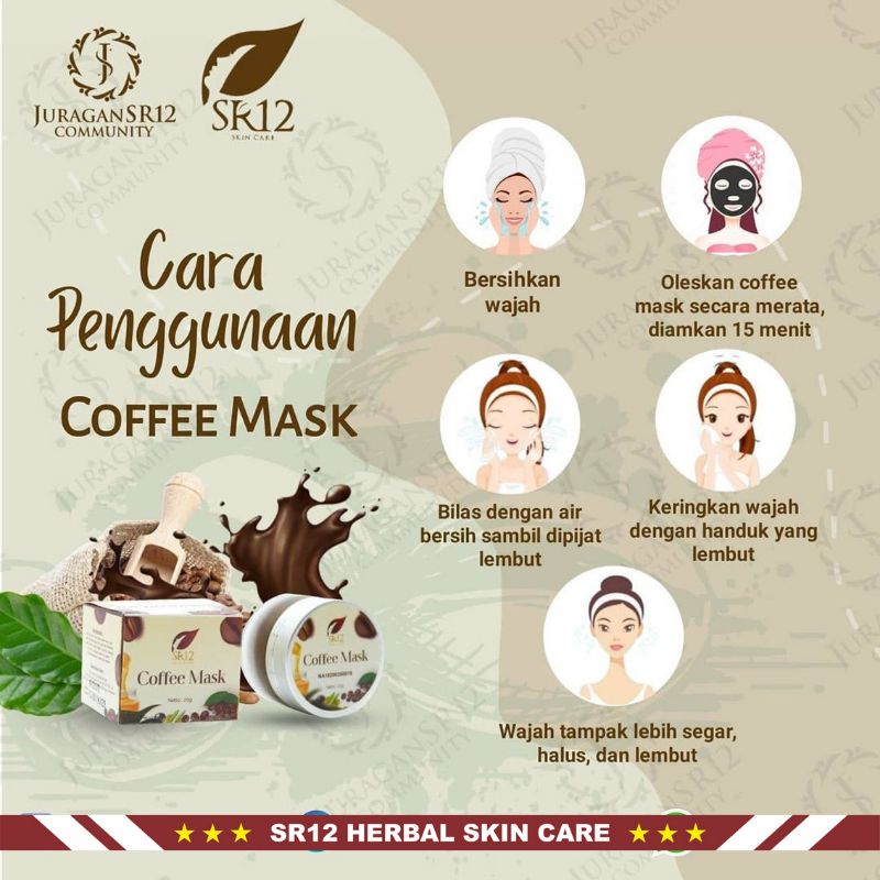 Coffee Mask SR12 | Masker Wajah SR12 Skincare | Masker Kopi | Perawatan Wajah | Pembersih Wajah SR12