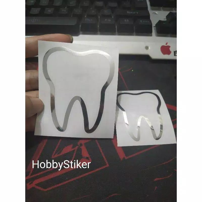 stiker logo gigi dokter gigi warna putih