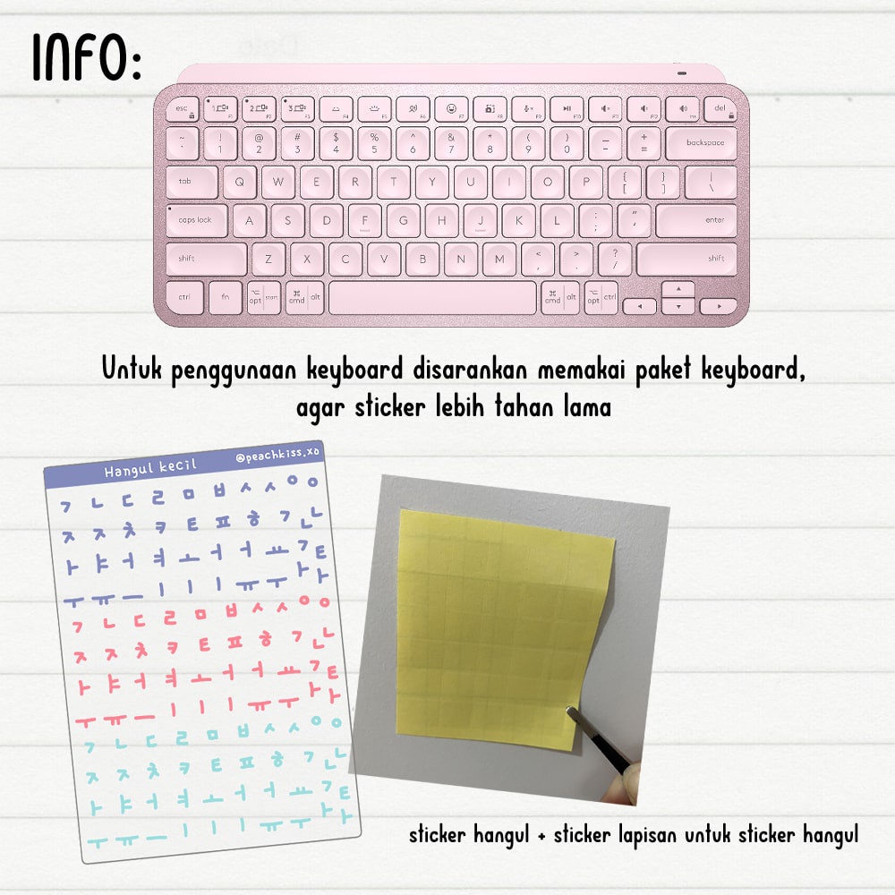 Stiker Dekorasi Keyboard / Photocard / Polcos Hangul Kecil (Waterproof) by @peachkiss.xo