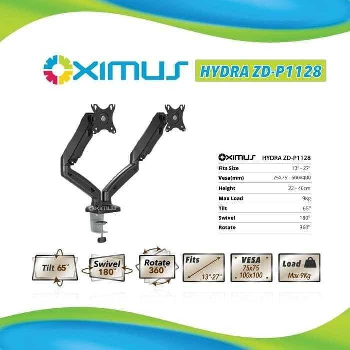 Oximus Hydra ZDP1128 (13&quot;-27&quot;) Bracket Jepit Meja 2 LED