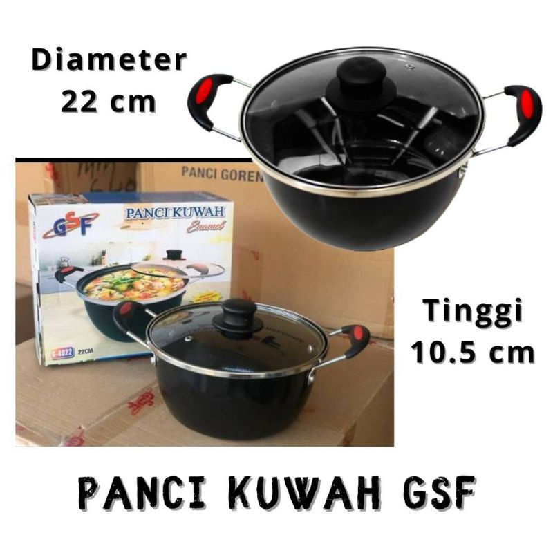 (MURAH) Panci Enamel Plus Tutup Kaca / Panci Serbaguna uk.22cm / Panci Kuah Anti lengket / Panci