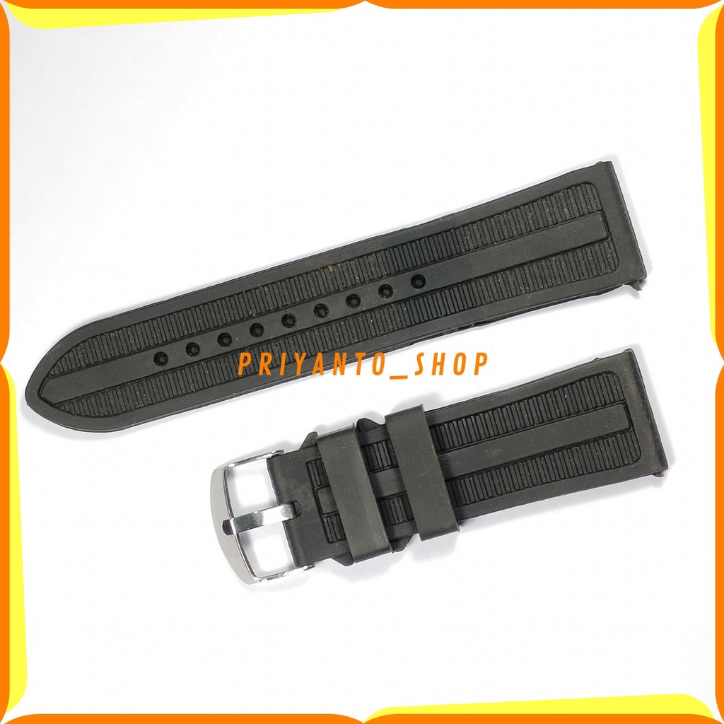 Tali Karet Jam Tangan 24mm 2,4cm Rubber Strap Hitam Murah Terbaik