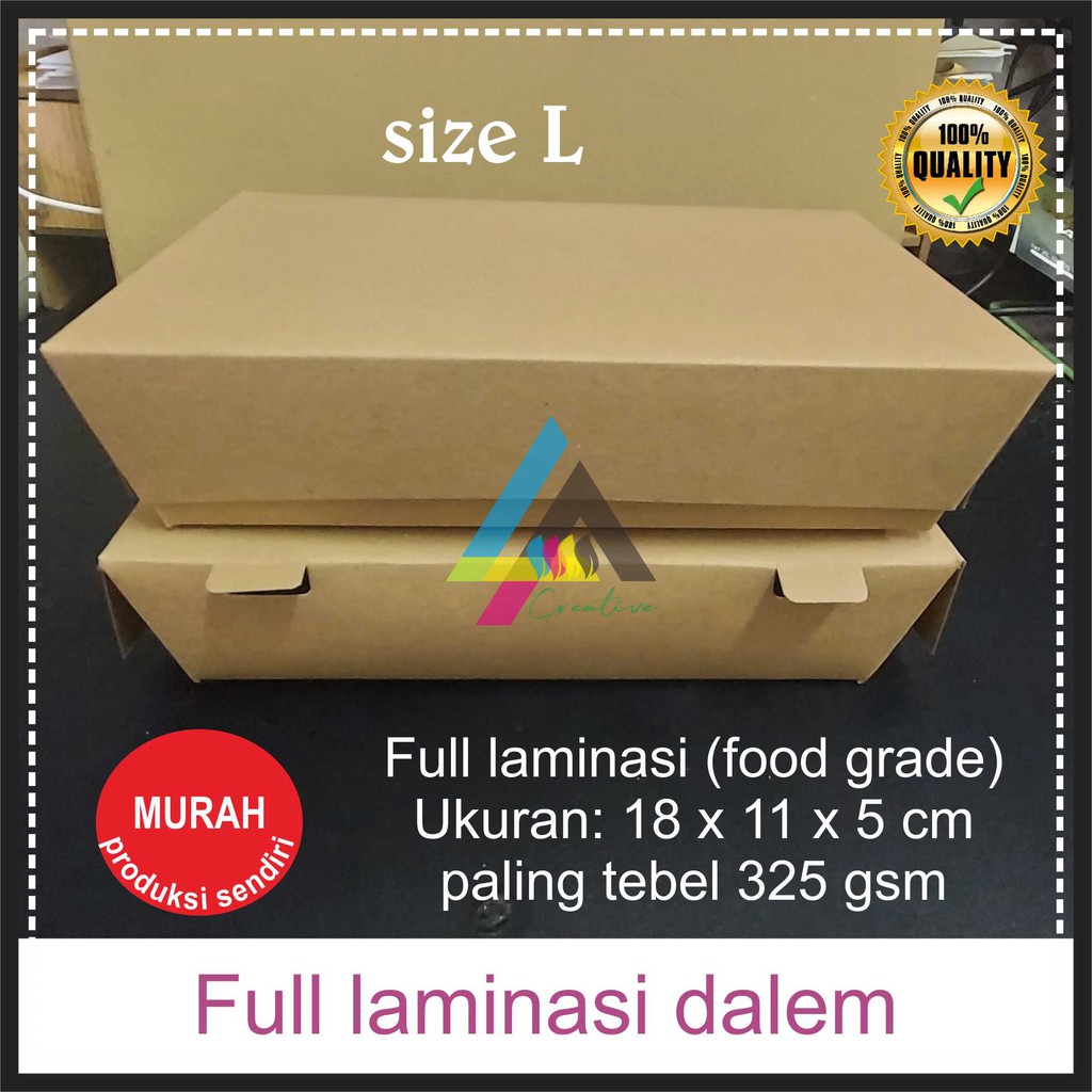 Paper Lunch Box Kraft Kotak Dus Makanan Box makanan Kertas Size L full laminasi tebal 325 gsm