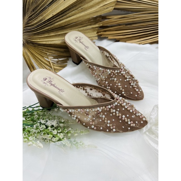 RAFAIZOUTFIt sepatu Yesika mocca sepatu wedding heels  cantik tinggi 7cm