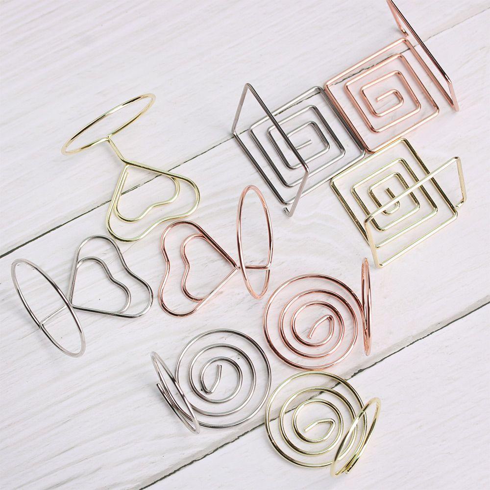 R-FLOWER 1/5PCS Place Card Metallic Romantic Paper Clamp Heart Shape Ring Shape Wedding Supplies Photos Clips