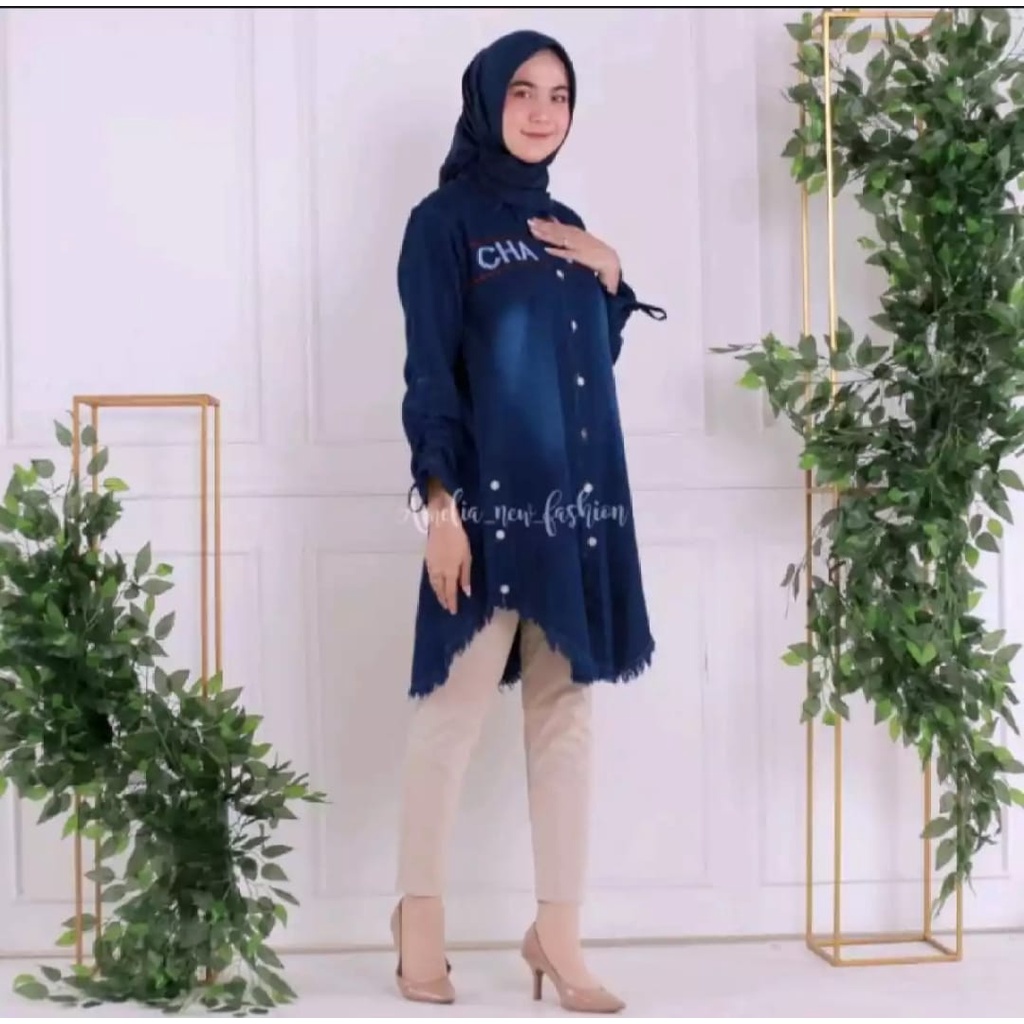 Tunik jeans terbaru/tunik levis terlaris/tunik kekinian//atasan wanita //atasan levis//atasan jeans 
