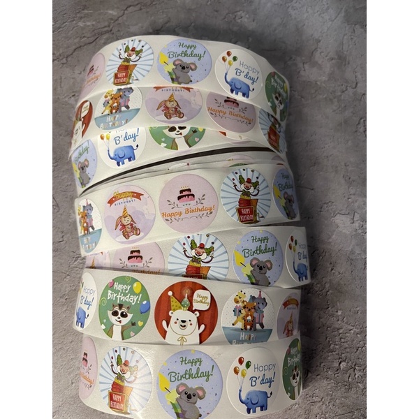 (50pcs) Stiker Thank You Bulat size 2,5cm / Thank You stickers Olshop etc-HBD Cute Animals