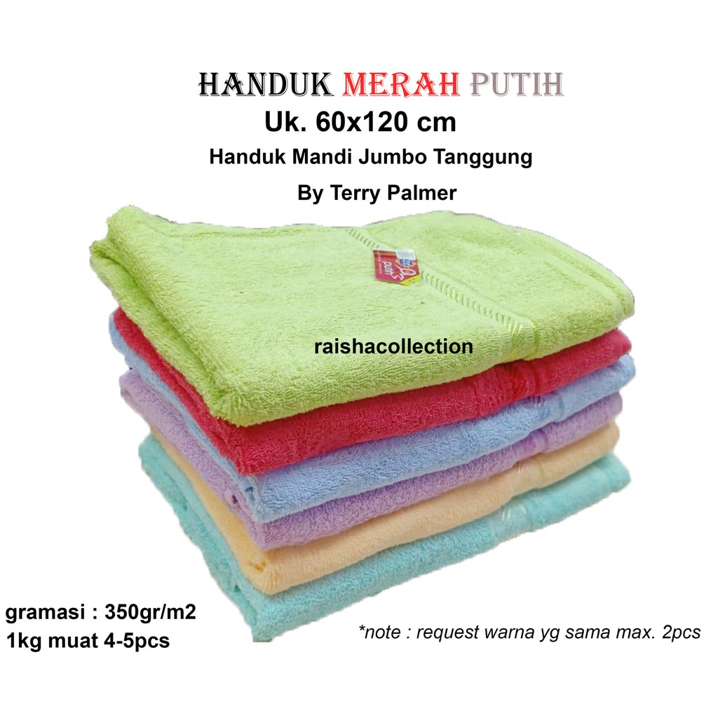 RC Merah Putih Handuk Mandi Dewasa Polos Ukuran Sedang 60x120cm