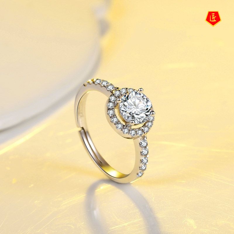 [Ready Stock]High-End Luxury Moissanite Ring Female Personality Trend