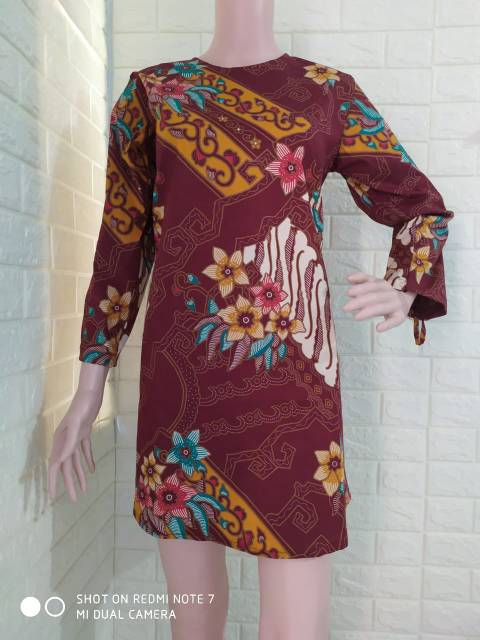 BAJU ATASAN TUNIK BATIK DEWASA BAHAN KATUN STRETCH JUMBO