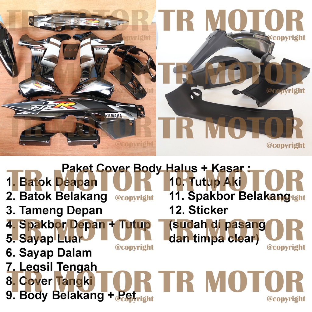 Cover Body Fizr F1zr Sporty Hitam Full Set Halus Cover Bodi Yamaha Fiz r