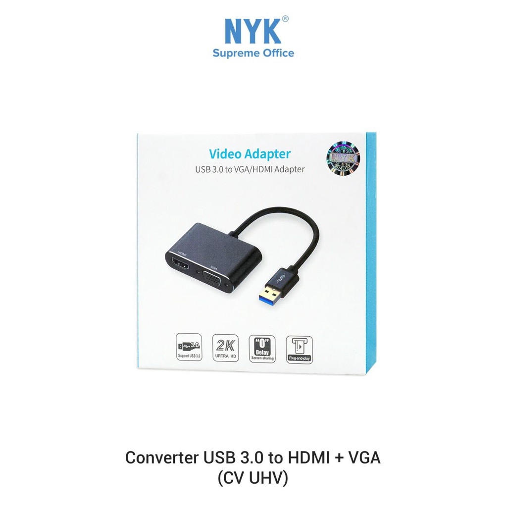 NYK USB 3.0 to HDMI and VGA Display Adapter Converter 2 in 1