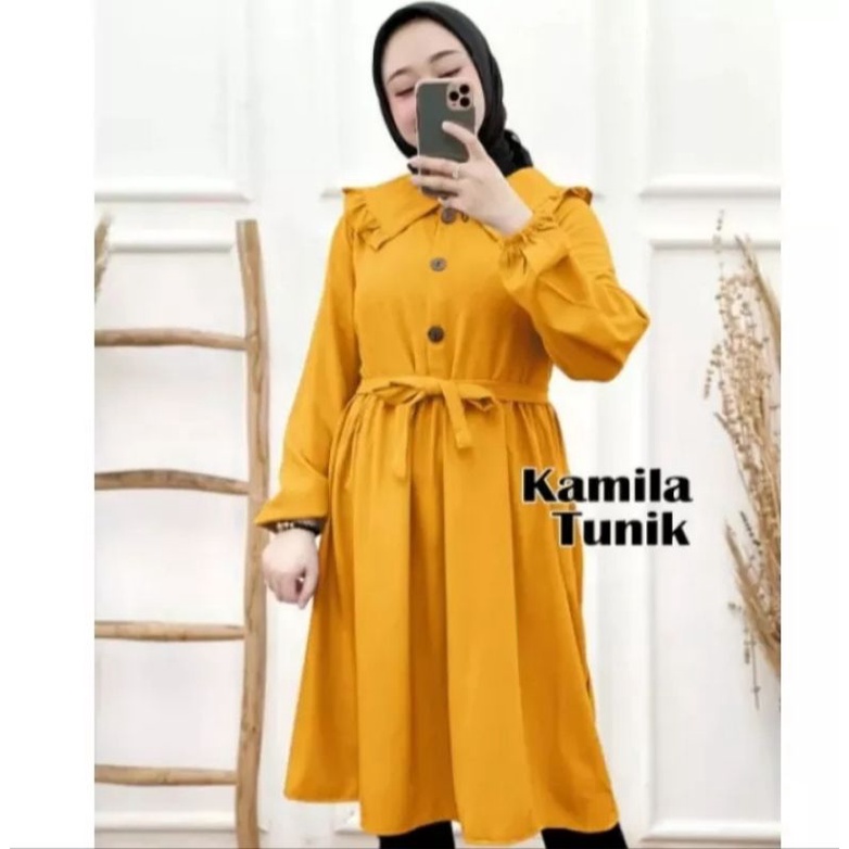 [NEW]Baju wanita KAMILA TUNIK LONG TUNIK KANCING DEPAN BUSUI PRENDLY ATASAN WANITA BAHAN MOSCREP ALL SIZE