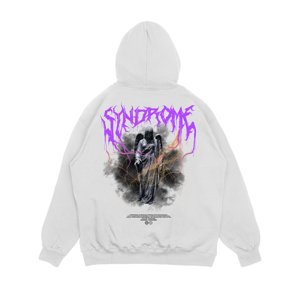 Hoodie Syndrome Edition Original By Amnes Apparel jaket distro sweater - Putih X Ungu