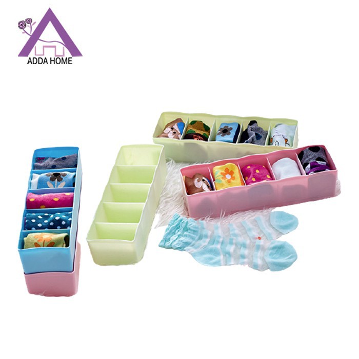 Adda Home - Storage Box Organizer Kotak Penyimpanan Celana Dalam Kaus Kaki 5 Sekat