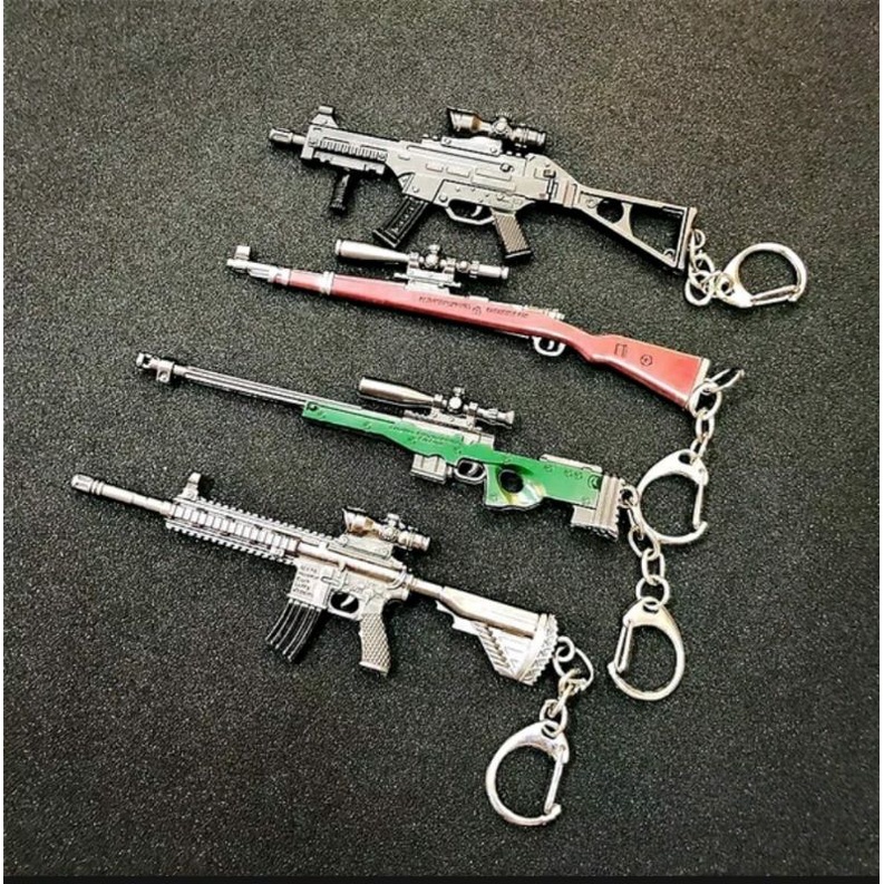 Keychain Gantungan kunci replika PUBGM AWM AKM M4I6 SKS
