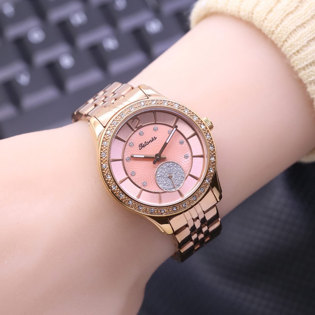 Grosiran Jam Tangan Wanita Tetonis 185359 TL Analog Indikator Detik Aktif Free Baterai (COD)