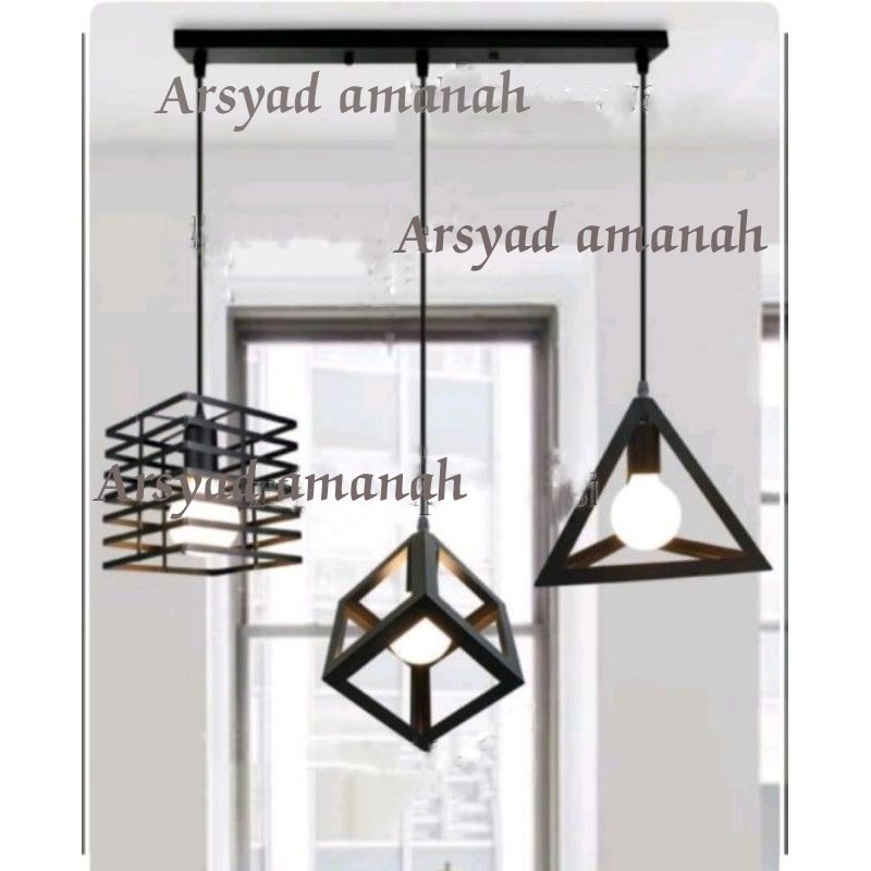 lampu gantung full set model variasi 3.3in1+bohlam 3 pcs