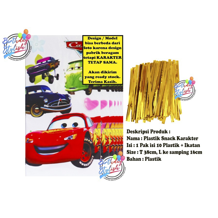 

Plastik Cars Karakter Kecil/ Plastik Ultah Snek Cars/ Plastik Cars/ Plastic Cars Kecil Isi 10 Pcs