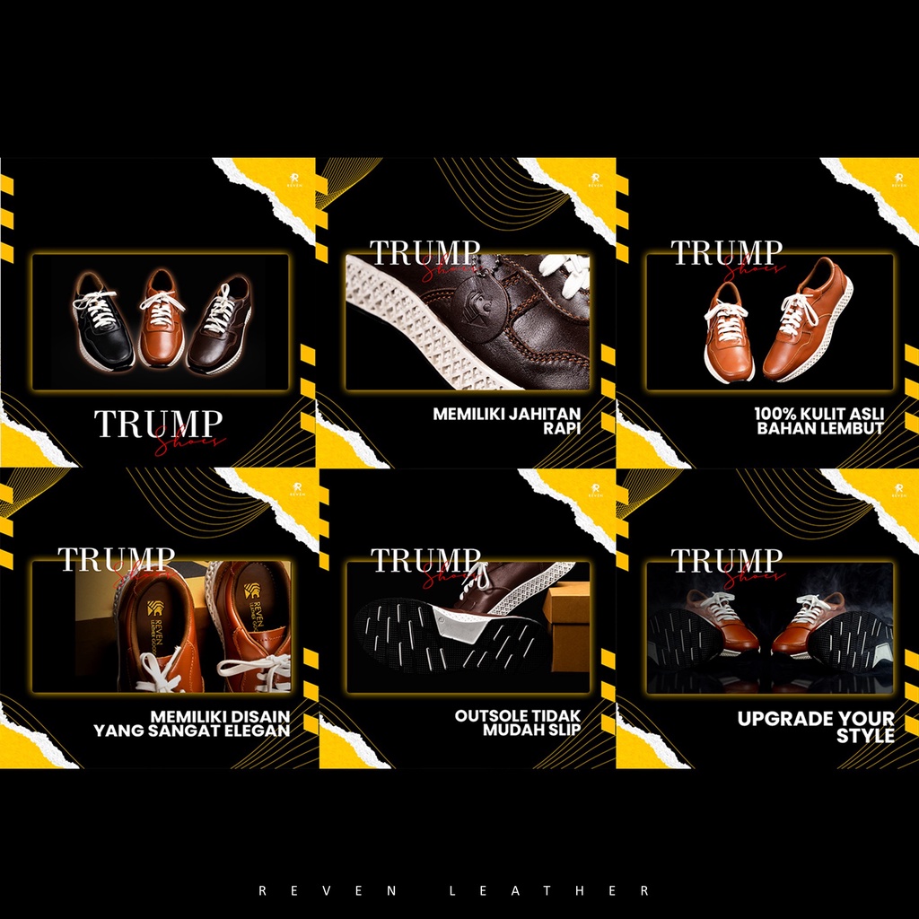 Sepatu Sneakers Pria Sneaker 100% Kulit Sapi Asli Original Fashion Branded Pria Cowok Keren Ori 2021 trump