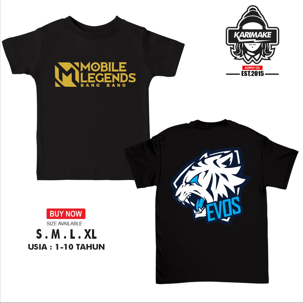 Kaos Baju Anak Mobile Legends Team Evos E Sport Kaos Game Karimake Shopee Indonesia