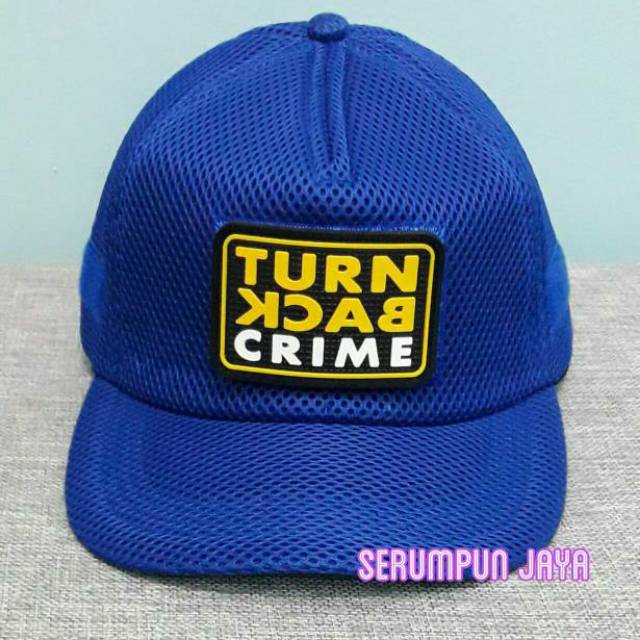 TOPI TURN BACK CRIME - TOPI TBC JARING VELCRO BIRU + PATCH