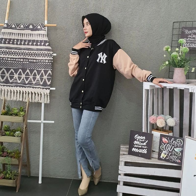 Ny Baseball Varsity Jaket Oversize Jumbo | Baseball Jaket Korean Style | Jaket Varsity Jumbo