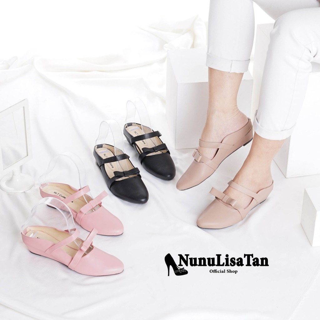 NunuLisaTan ADELIA - Terbaru High Heels 3cm Wanita Korea Hitam pink mocca