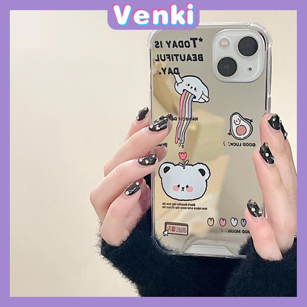 iPhone Case Luxury Acrylic Mirror Airbag Shockproof Protection Camera Rainbow Bear Cartoon Cute Compatible For iPhone 11 Pro Max 13 Pro Max 12 Pro Max 7Plus XS Max