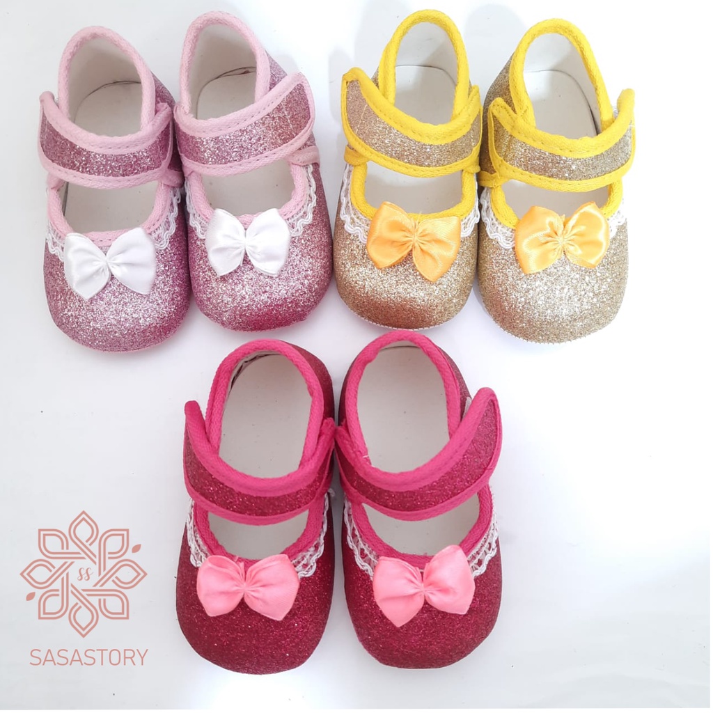 SEPATU BABY BAYI PREWALKER PESTA ANAK PEREMPUAN GLITTER AP05