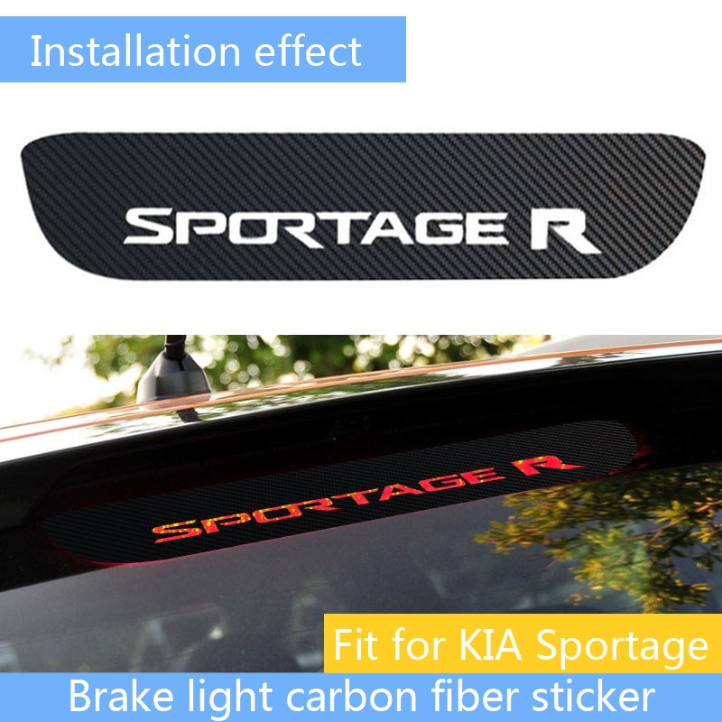 Stiker Pelindung Lampu Rem Tinggi Bahan Serat Karbon Warna Hitam Untuk Kia Sportage R