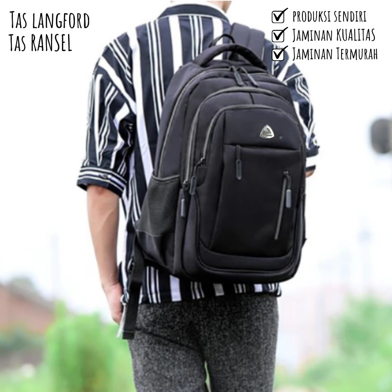 Tas Ransel Pria - Tas Sekolah Remaja Dewasa Kuliah Kerja Model Korea Kekinian Murah Terbaru Import Lokal Original Multifungsi Stylish Backpack Punggung Bahu Simple Elegan Casual Classis Premium Cowok