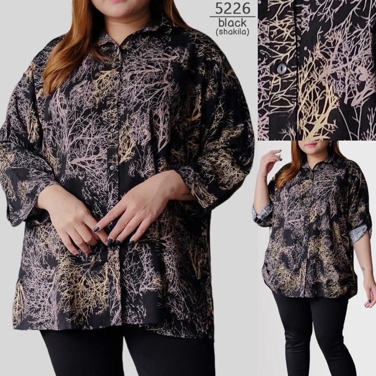 "TGP. 98" BAJU ATASAN KEMEJA WANITA JUMBO BIG SIZE LD 130cm XXL XXXL 5226 OVERSIZE BAJU HAMIL KOREAN