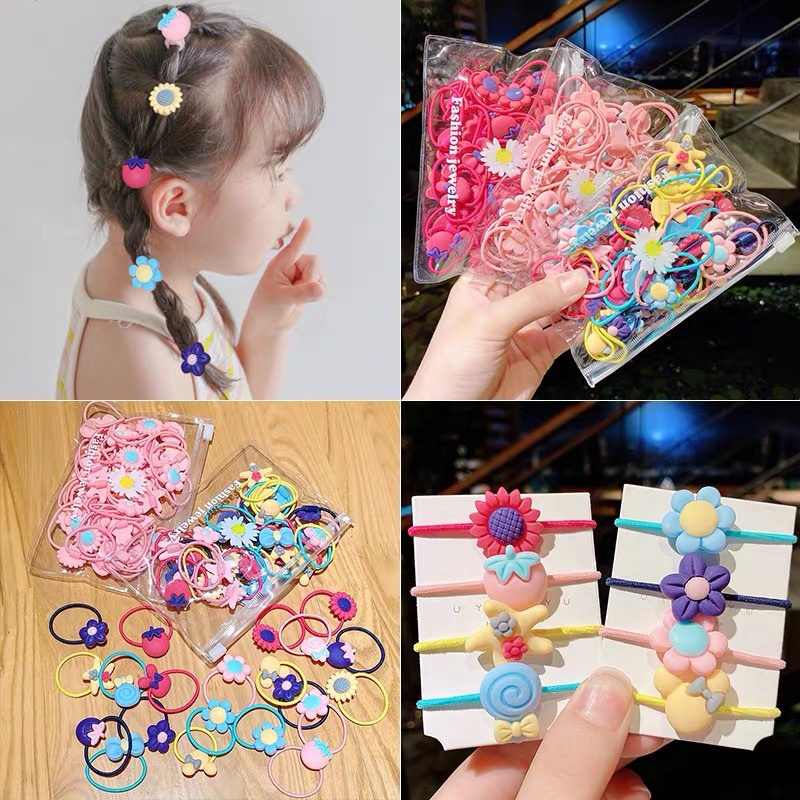 FREE POUCH - Ikat Rambut Ruby - / Kunciran Anak Perempuan Balita Kuncir Hair Isi 20 Kualitas Import Zr Vedia