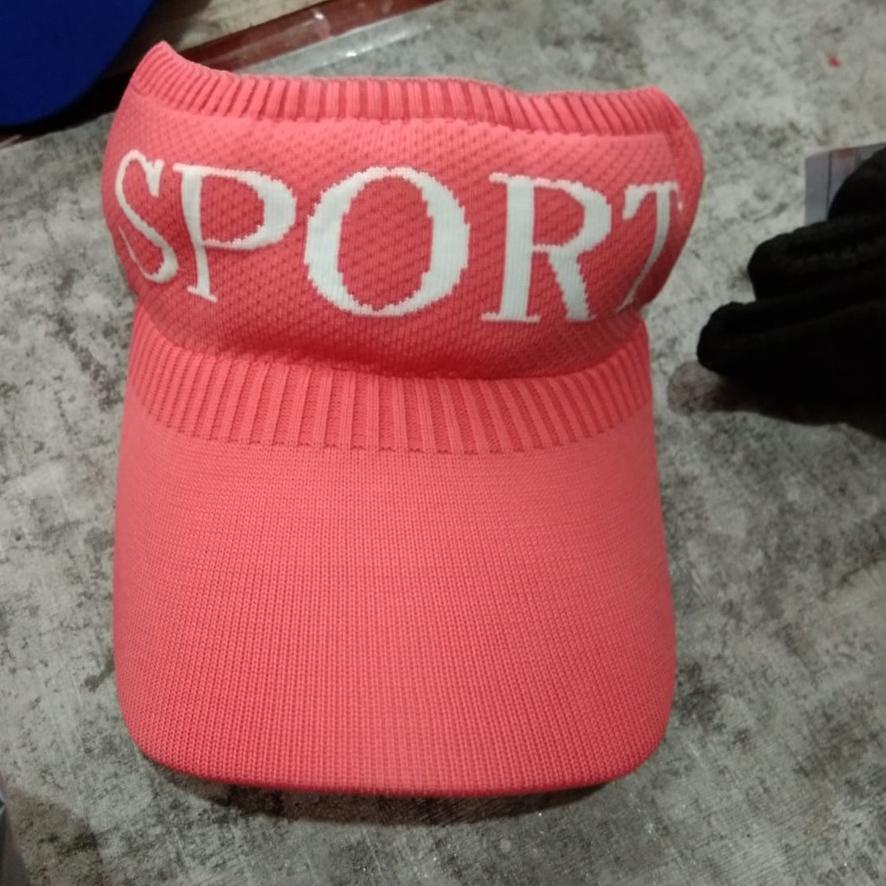 Topi sport jogging sepeda zumba senam golf SPORT RAJUT start pantai matahari merah hitam putih ✔