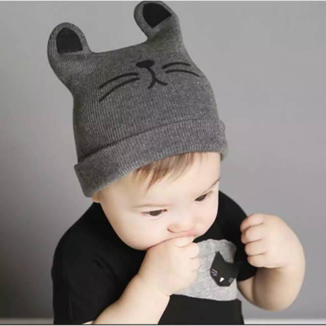 TOPI RAJUT ANAK ModeL Kucing(0_3Tahun)