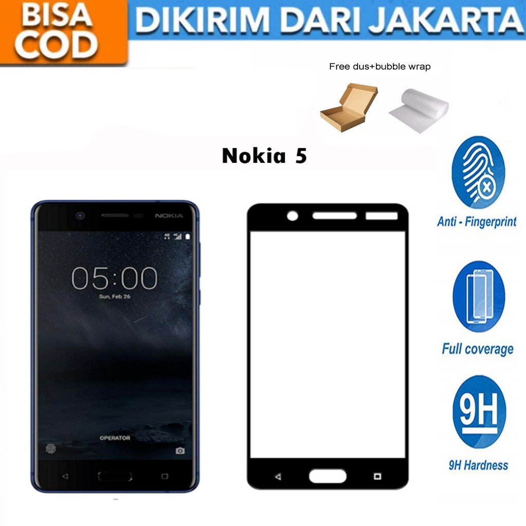 Tempered Glass Nokia 5 Full Cover/Full Screen Screen Protector Anti Gores