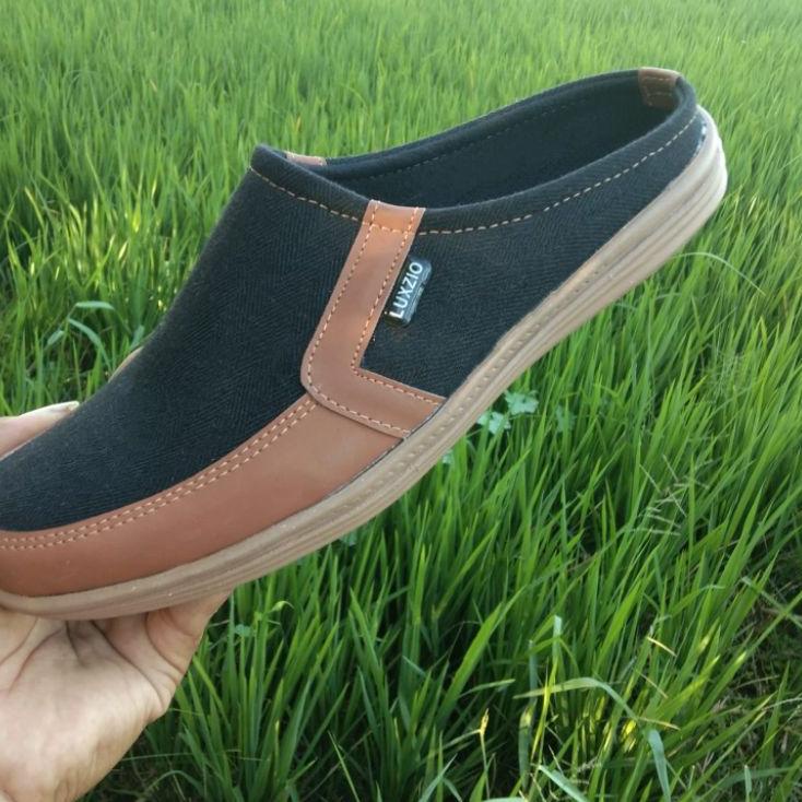 [BON.14Ap22w] Sandal Selop Bustong Pria Slip On Jeans Slop Kasual Kulit Sintetis Premium Sol Lentur 