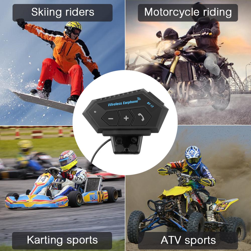 2022 Baru Pro Wireless Helm Headset BT-12 Bluetooth 5.0 Alternative Intercom Motor Earphone Kompatibel Dengan Semua Helm-3