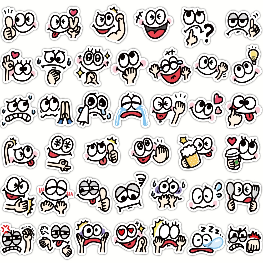 40 lucu kartun lucu emoji stiker ponsel kasus Jurnal bahan Cangkir air pvc grafiti stiker kecil lemb