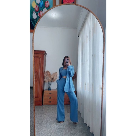 Jade set celana/set kantor/setelan polos/setelan linen/baju kantor/Jukizam/Blazer/kemben/celana