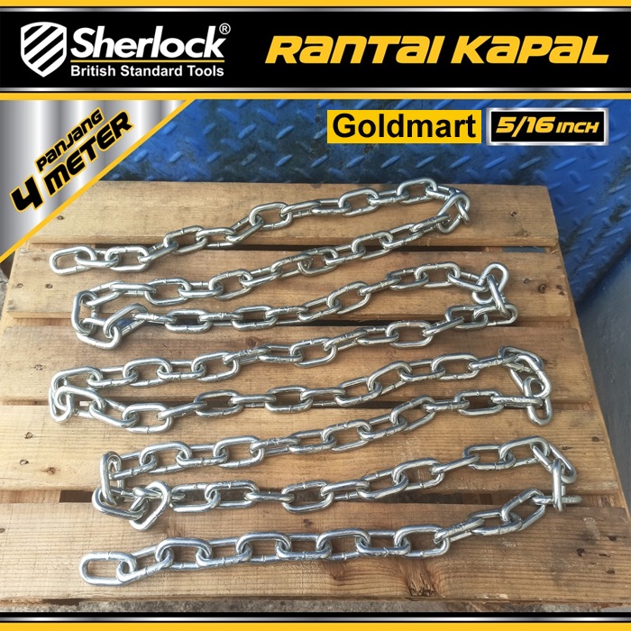 Rantai Besi / Kapal Galvanized 8 mm 5/16 inch Sherlock panjang 4 meter