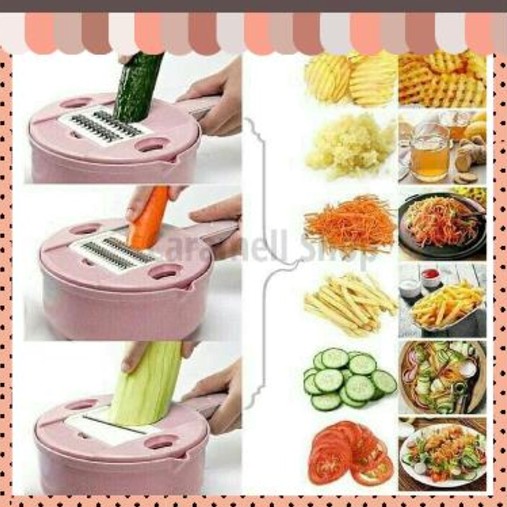 Pemotong Sayuran Buah 12 in 1 Parutan Multifungsi Portable