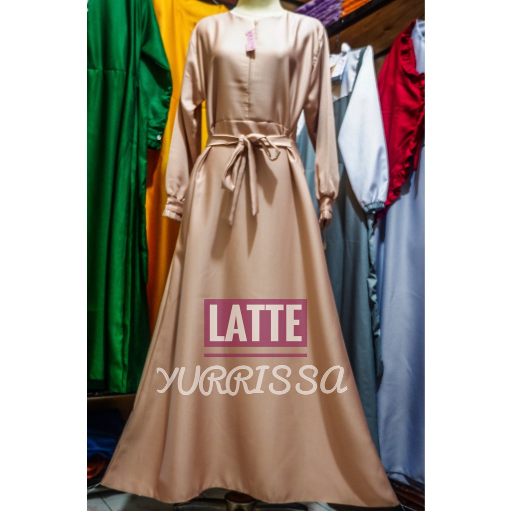 Gamis Balotelli Tali Remple Premium/Gamis Terbaru/Gamis Terlaris/Gamis Modern-Latte