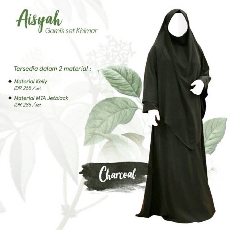 Aisyah series @zidni.id Baju Gamis Syari Muslimah Charcoal Grey