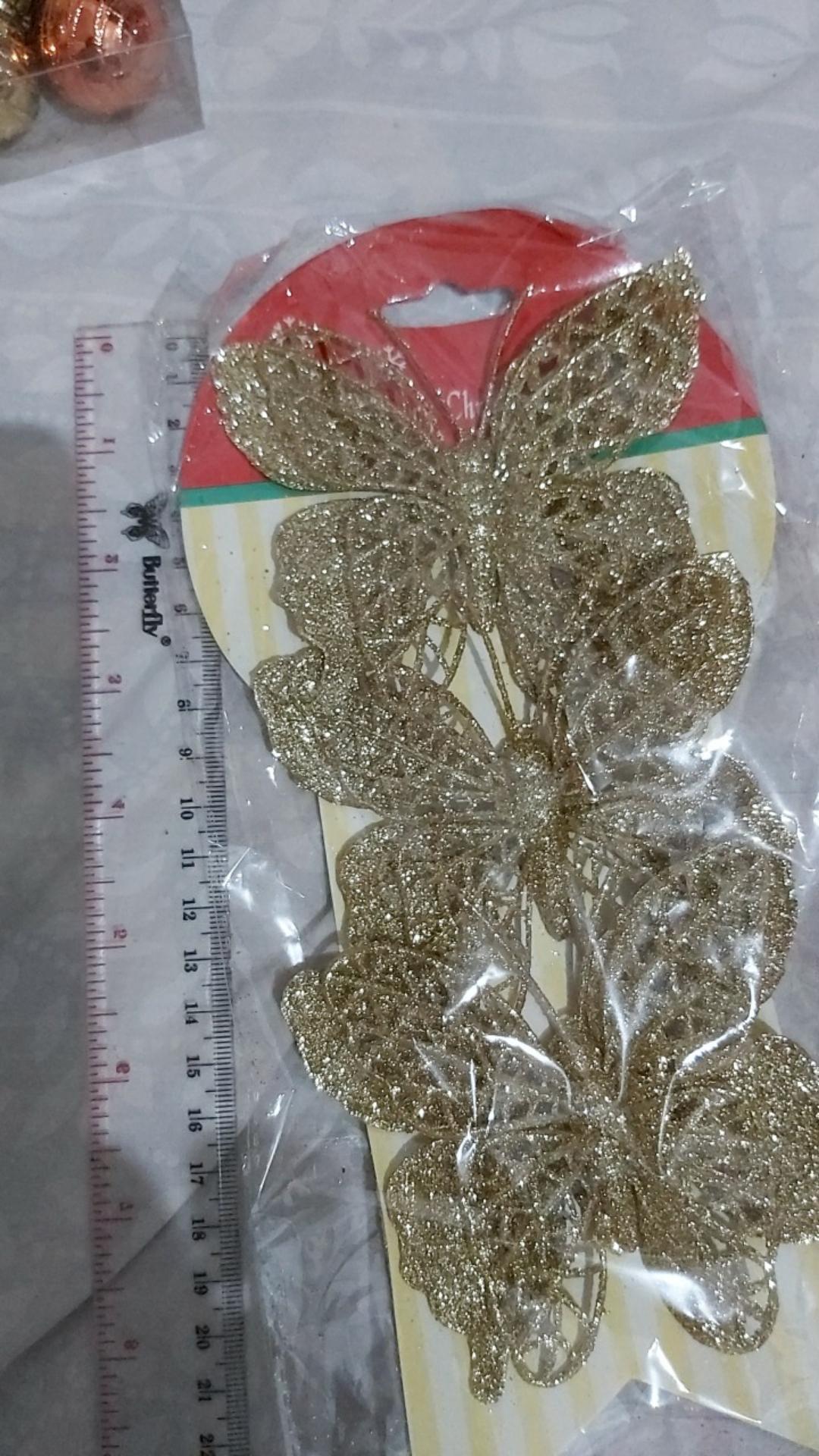 Aksesoris Pohon Natal Kupu Kupu Glitter Isi 3 / New-hiasan Pohon Natal