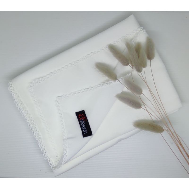 PASHMINA CROCHET EMBRIODERY / PICOT DIAMOND STRETCH-Broken White